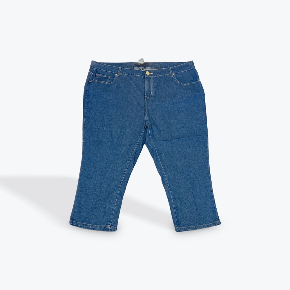 Blue Identity Womens 20W Medium Wash Cropped Denim Jeans Bootcut Stretch‎